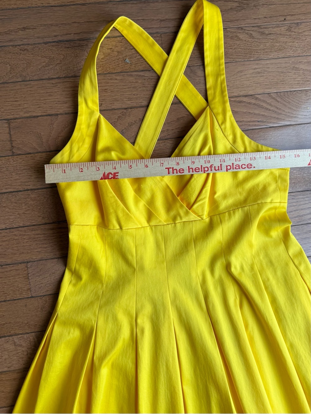 Calvin Klein Sunshine Yellow Fit & Flare Pleated Dress Size 6 - Picture 7 of 8